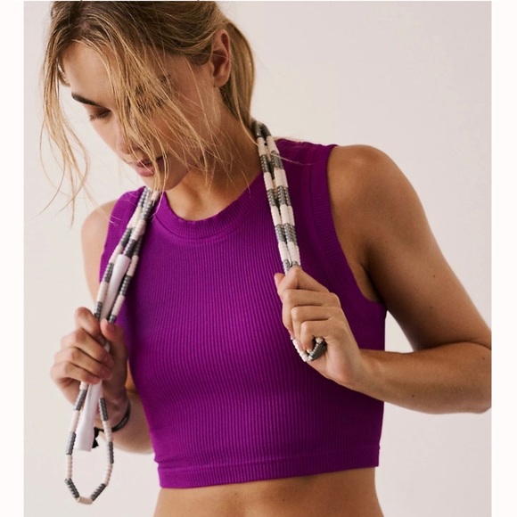 Free People Tops - Free People Happiness Runs Muscle Tank Top in Vivid Violet Size XL NEW